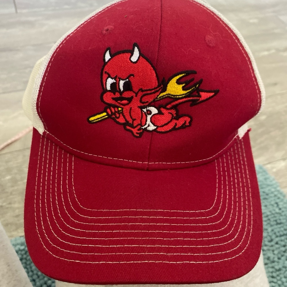 Port Authority Red and White Structured Hat